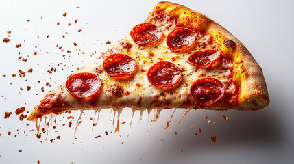 Delicious Pepperoni Pizza Slice in Motion
