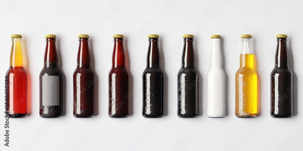 Poster diverse bottled brews: an inviting display of bottled beverages, a collection of various drinks, eac