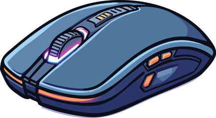 Modern wireless gaming mouse illustration on white background designed for digital interface.