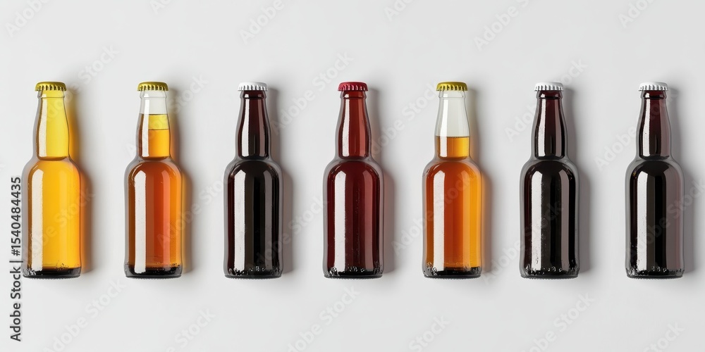 Poster craft beer display: a visual symphony of amber hues, showcasing an array of craft beer bottles.