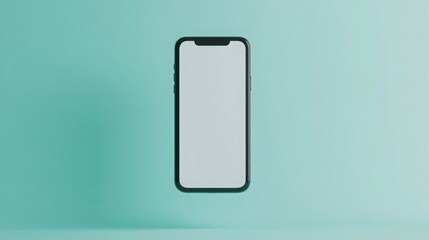 Smartphone's Minimalist Presentation: A sleek smartphone floats in the air, its blank screen offering a space for creativity against an elegant backdrop.