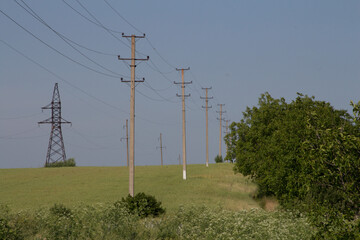 Power lines in a field
