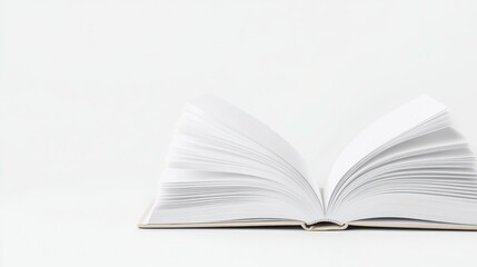 Obraz premium Open Book's Simple Clarity: a classic story, pure essence. The untouched pages reflect the light in this artistic shot, and it's a quiet journey for reading.