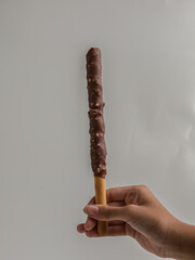 Long biscuit or sweet crackers stick on white background