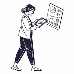 Businesswoman analyzing data on tablet charts graphs