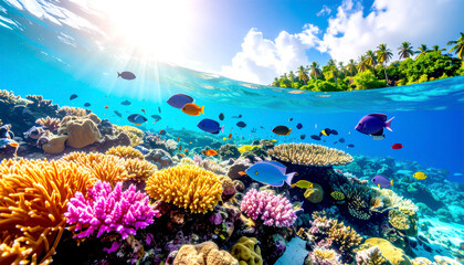 Obraz premium Korallenriff mit Fischen 