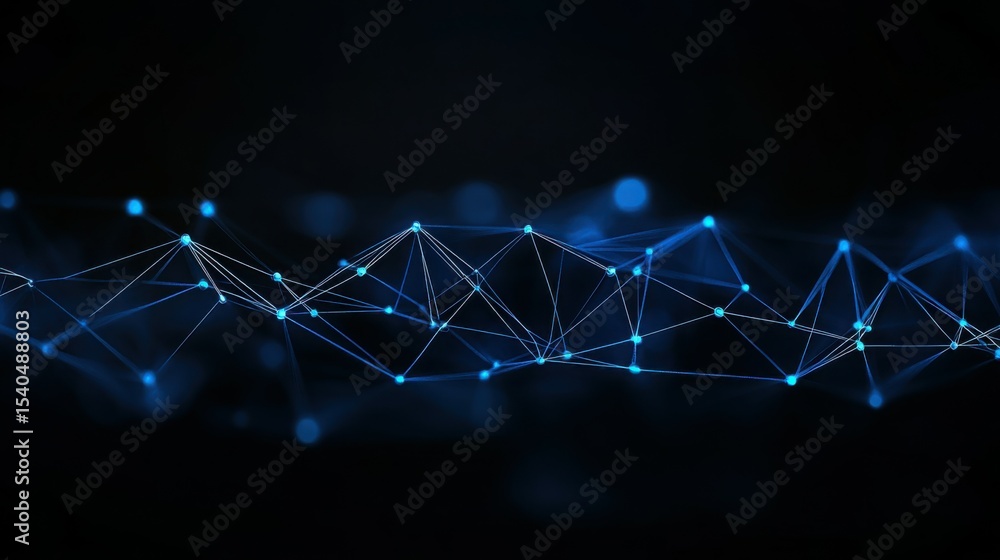 Poster network visualization: a digital tapestry of interconnected nodes glows against a deep blue backdrop