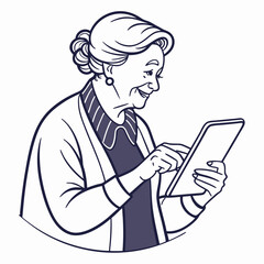 Elderly woman using tablet happy senior technology