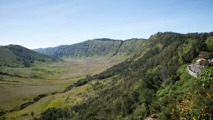 landscape of the mountain and valley