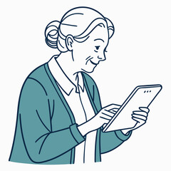Senior woman using tablet digital technology elderly