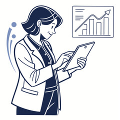 Businesswoman using tablet analyzing growth chart