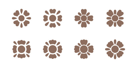 Circle geometric elements for your project. Four leaf flower elements for decor. Simple geometric shape.