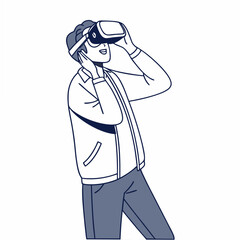 Man experiencing virtual reality headset technology