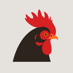 Farm bird. Rooster head illustration. Contour vector illustration.