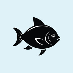 Elegant Black Silhouette of a Fish Vector Illustration