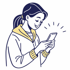 Woman using smartphone happy smiling girl mobile phone