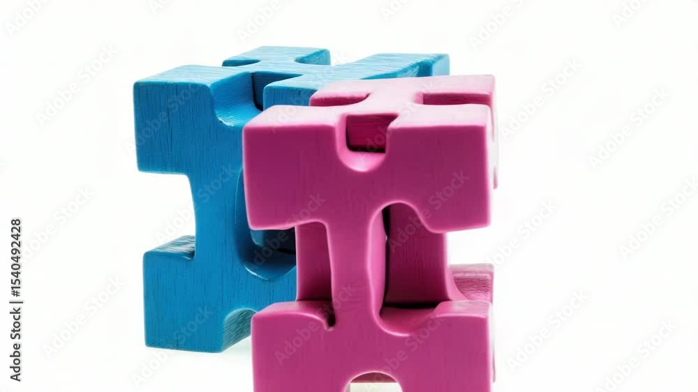 Poster two adjacent puzzle pieces, perfect for showcasing problem-solving or cognitive skills