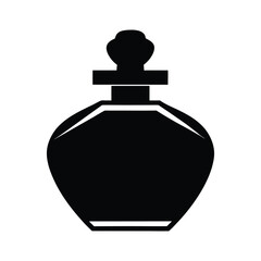 a black and white image of a perfume bottle.