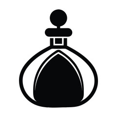 a black and white image of a perfume bottle.