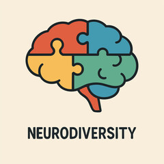 Neurodiversity puzzle brain vector autism  adhd awareness