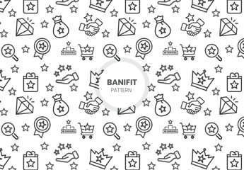 Vector set of design templates and elements for Employee Benefits in trendy linear style - Seamless patterns with linear icons related to Employee Benefits - Vector
