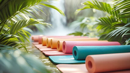 Yoga Mats Jungle Waterfall Wellness Retreat