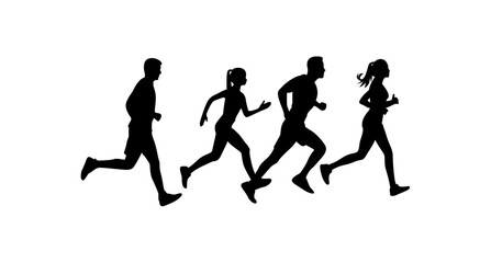 A group of boys and girls running together vector.