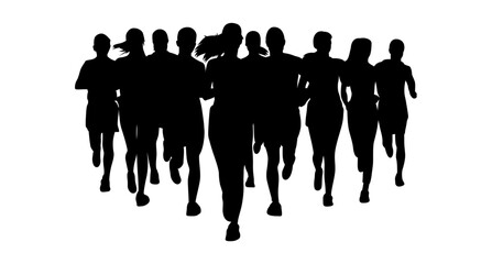 A group of boys and girls running together vector.