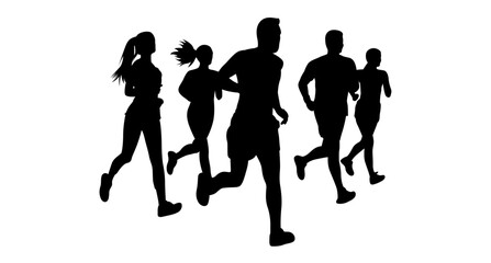 A group of boys and girls running together vector.