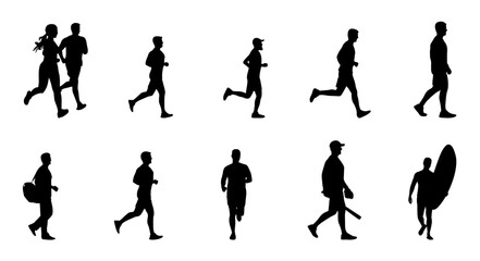 Naklejka premium Vector set of people jogging