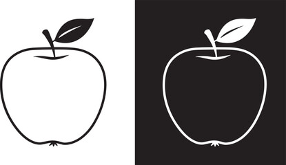 Simple Apple Icon Black and White Vector Graphic Design