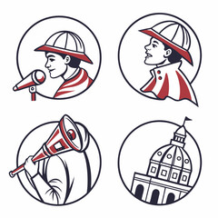 Tourist guide icons set travel city exploration