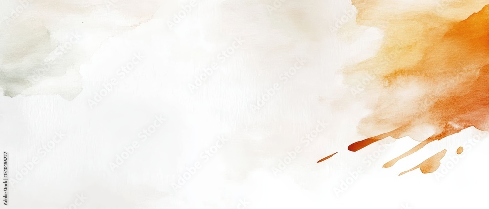 Poster abstract watercolor background with soft beige and orange tones blending on a white canvas, creating
