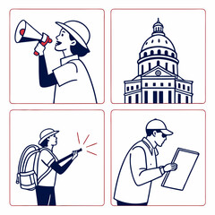 Tour guide icons city exploration travel guide