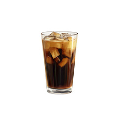 Iced Coffee in a Glass with Ice Cubes - Refreshing Summer Beverage