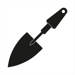 Black Silhouette Garden Trowel Icon Vector