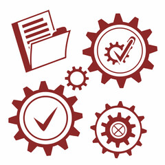 Professional gears checkmarks document workflow design