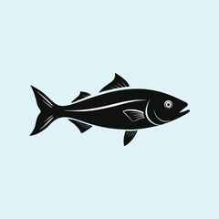 Elegant Black and White Fish Illustration A Striking Aquatic Design