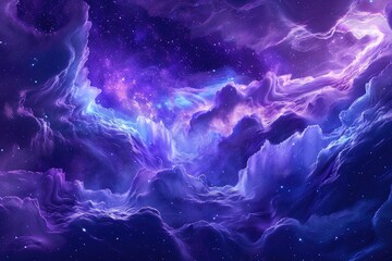 Vibrant Color Visual of Blue and Purple Galaxy Background with Abstract Artwork