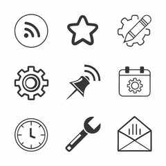 Simple black and white web icons set design