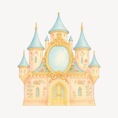 Whimsical fairytale castle illustration.