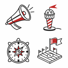 Professional design elements compass megaphone flags