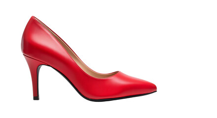 Red kitten heel shoe on isolated, transparent background, no background  