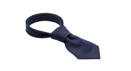 Navy blue tie with a knot on a white background, isolated, transparent background, no background  