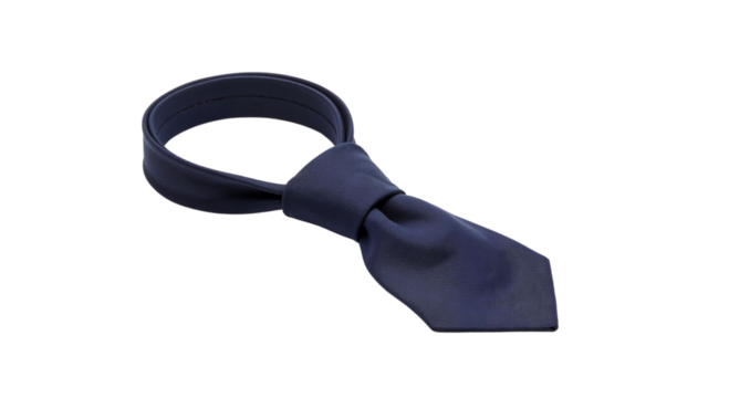 Navy blue tie with a knot on a white background, isolated, transparent background, no background  