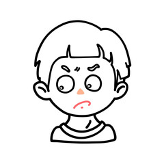 Annoyed Boy with Irritated Face – Line Art Emotion Drawing