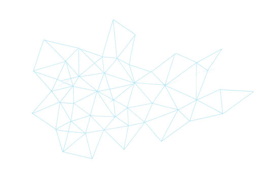 Geometric light blue plexus design creating a dynamic network on a transparent background, emphasizing modern technology and digital connections