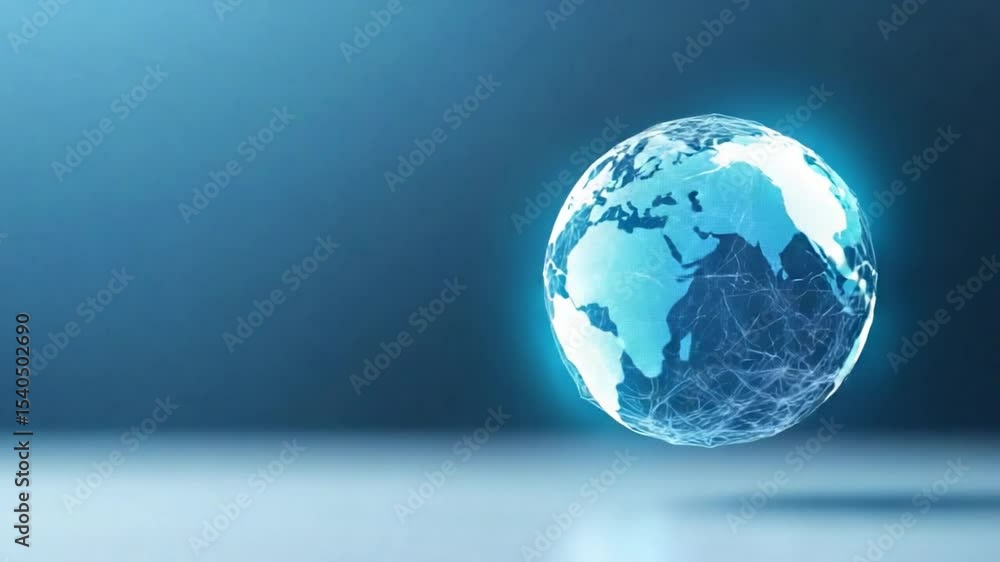 Aufkleber illuminated globe on blue backdrop: a luminous, digitally rendered globe floats against a gradient b