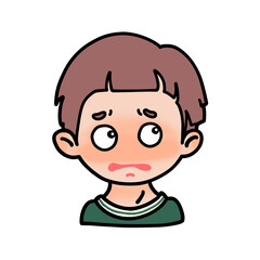 Embarrassed Boy with Blushing Face – Cartoon Character Illustration