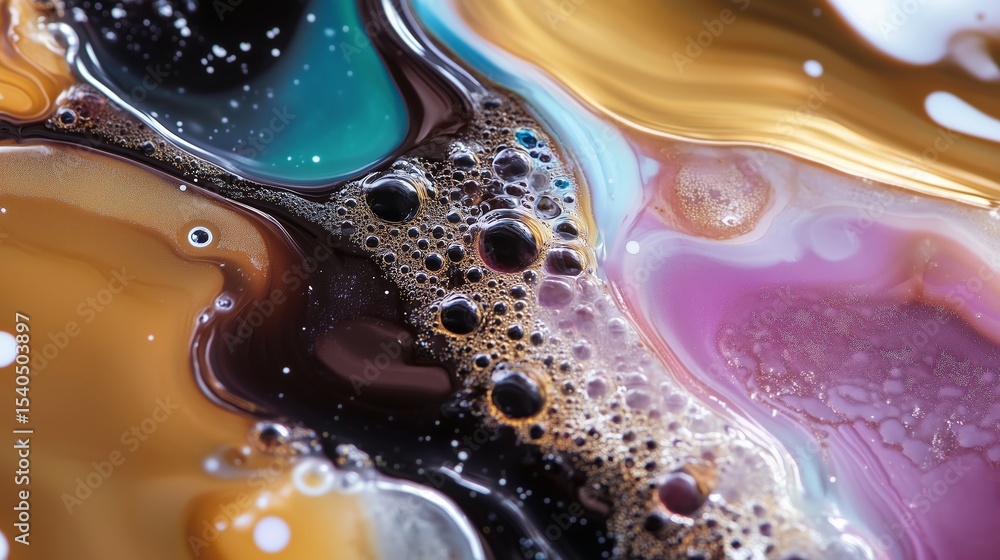 Poster colorful swirls of liquid paint create mesmerizing patterns on a canvas in a studio setting during a